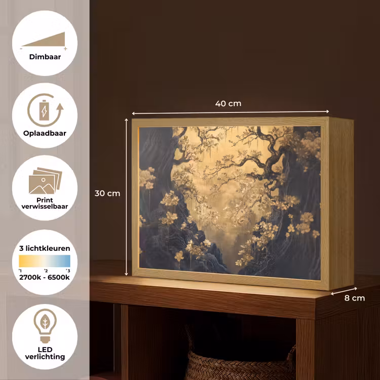Lightbox - Wandlamp - Bloemen - Takken - Goud - Sierlijk — 10