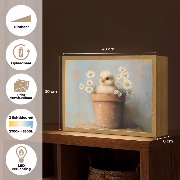 Lightbox - Wandlamp - Bloempot - Kuiken - Bloemetjes — 10