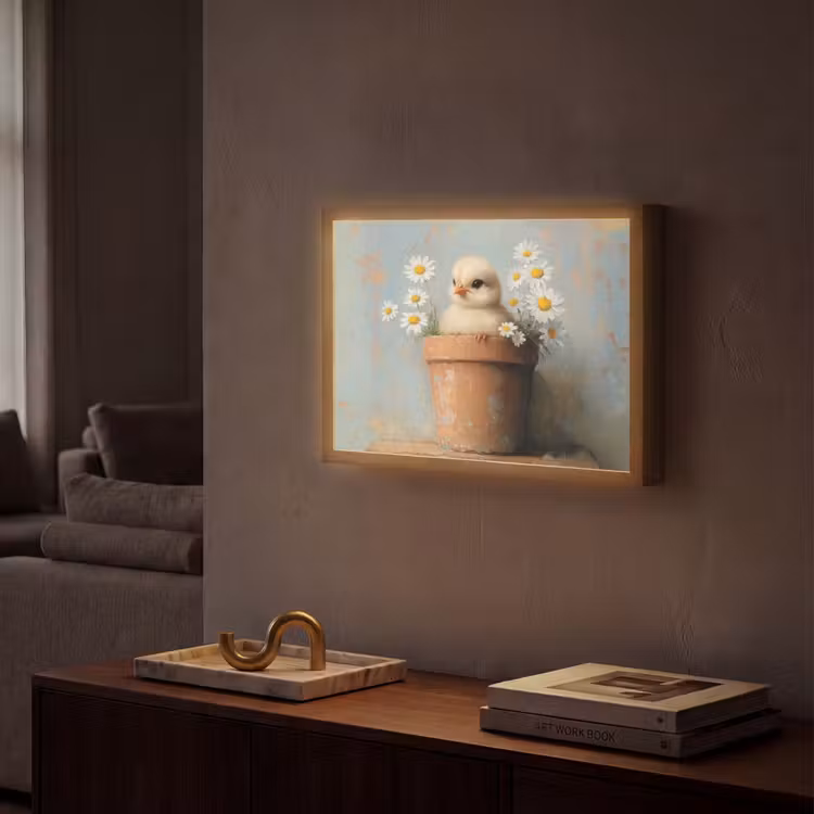 Lightbox - Wandlamp - Bloempot - Kuiken - Bloemetjes — 2