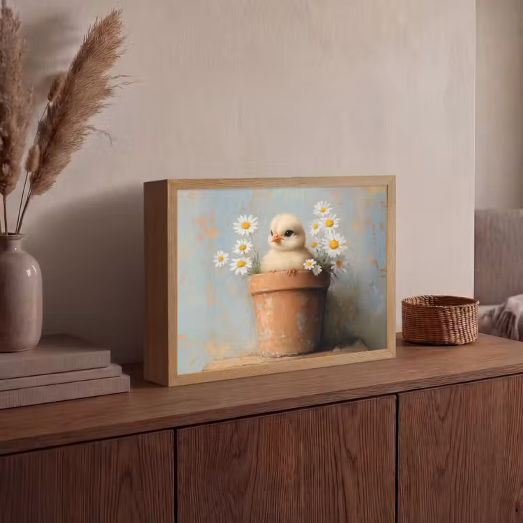 Lightbox - Wandlamp - Bloempot - Kuiken - Bloemetjes — 4