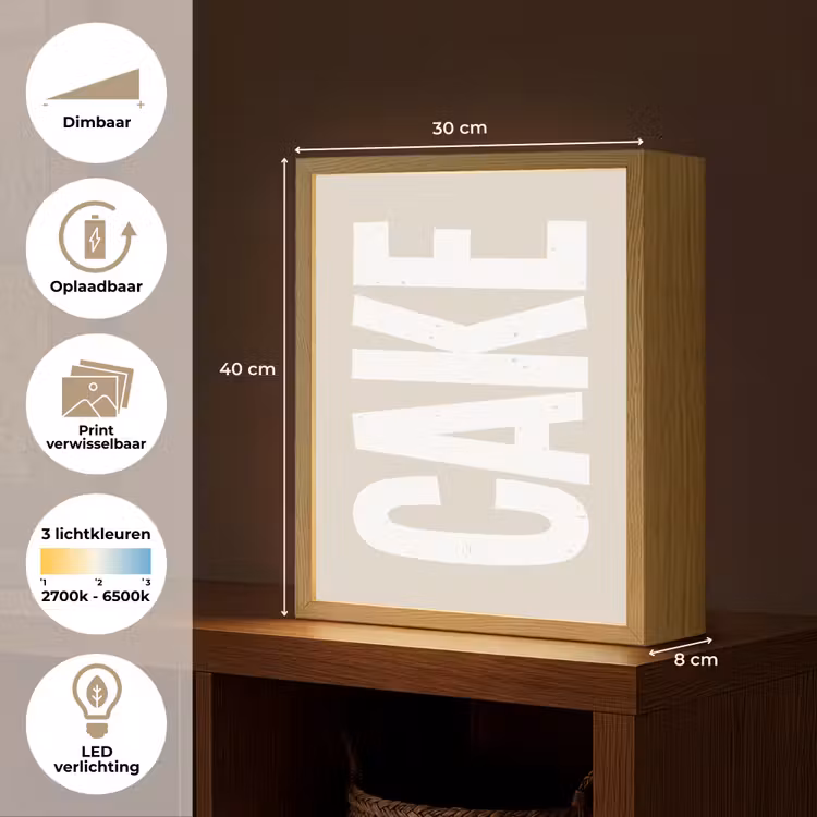 Lightbox - Wandlamp - Cake - Woord - Japandi - Wit — 9