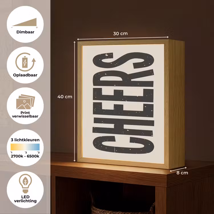 Lightbox - Wandlamp - Cheers - Japandi - Zwart - Letters — 9