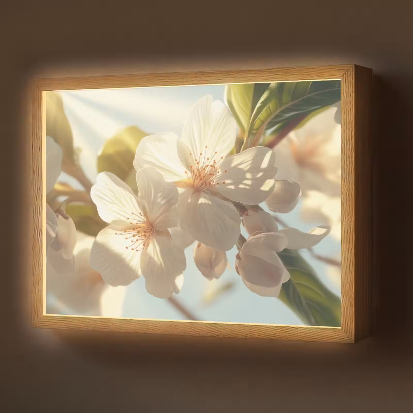 Lightbox - Wandlamp - Bloesems - Wit - Zonnestralen - Bloemblaadjes — 1
