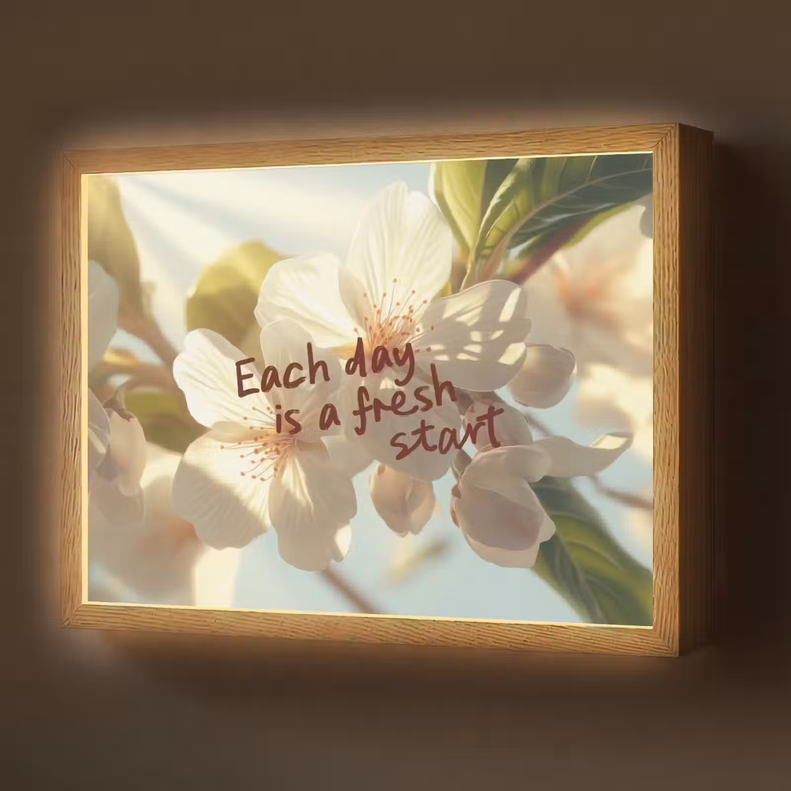 Lightbox - Wandlamp - Bloesems - Zonlicht - Quote - Wit — 1