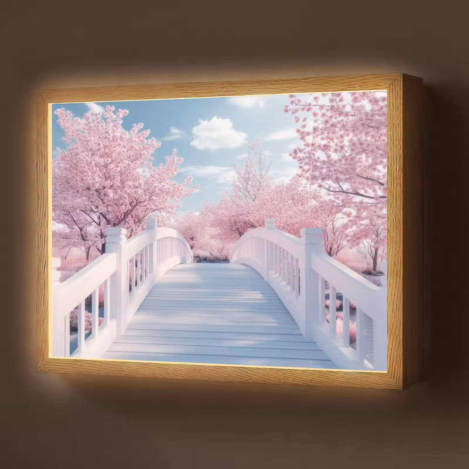 Lightbox - Wandlamp - Brug - Kersenbomen - Wit — 1