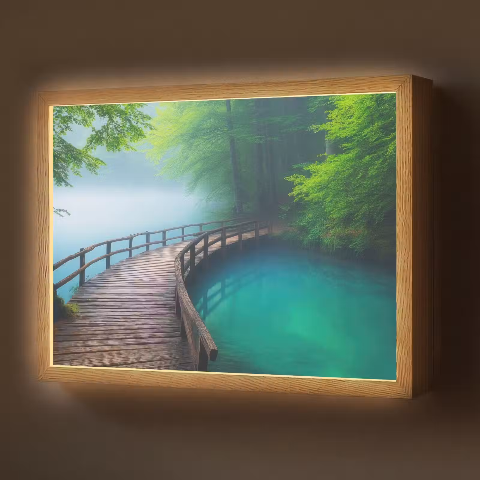 Lightbox - Wandlamp - Brug - Water - Rivier - Bos — 1