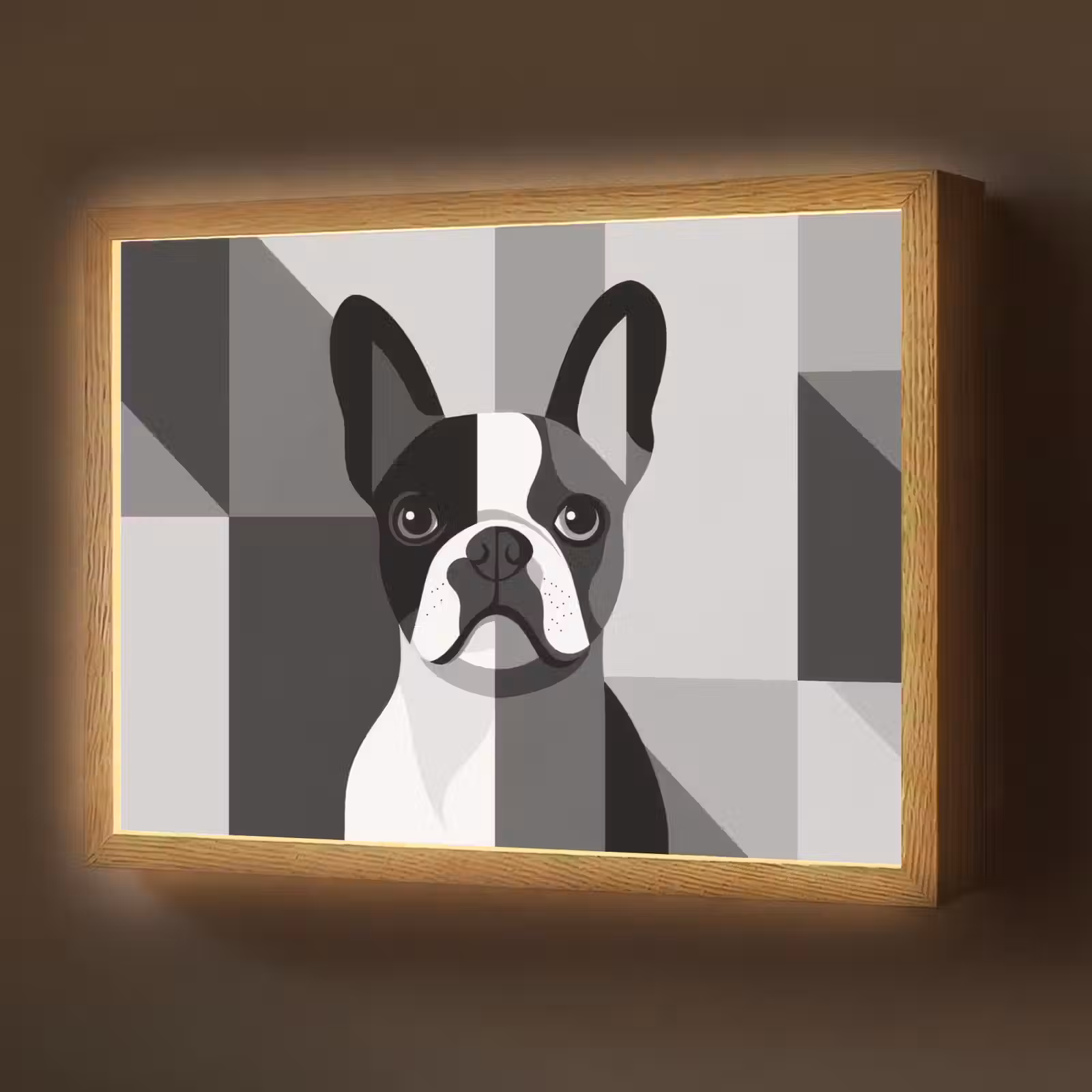 Lightbox - Wandlamp - Buldog - Zwart - Abstract - Vlakken — 1