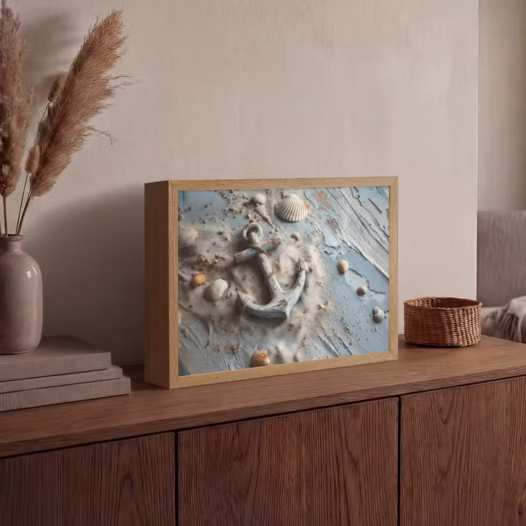 Lightbox - Wandlamp - Anker - Hout - Schelpen - Zand — 4