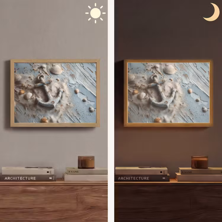 Lightbox - Wandlamp - Anker - Hout - Schelpen - Zand — 6