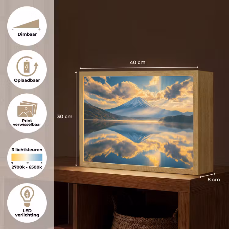 Lightbox - Wandlamp - Berg - Rivier - Zonsondergang — 10