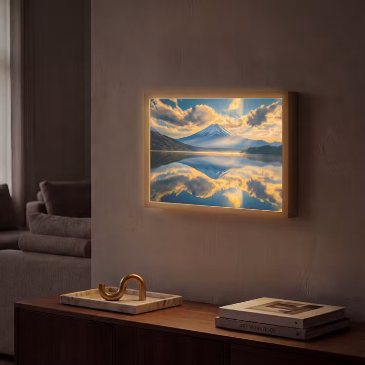 Lightbox - Wandlamp - Berg - Rivier - Zonsondergang — 2
