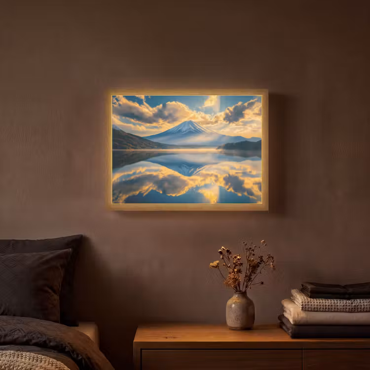 Lightbox - Wandlamp - Berg - Rivier - Zonsondergang — 3