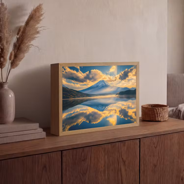 Lightbox - Wandlamp - Berg - Rivier - Zonsondergang — 4