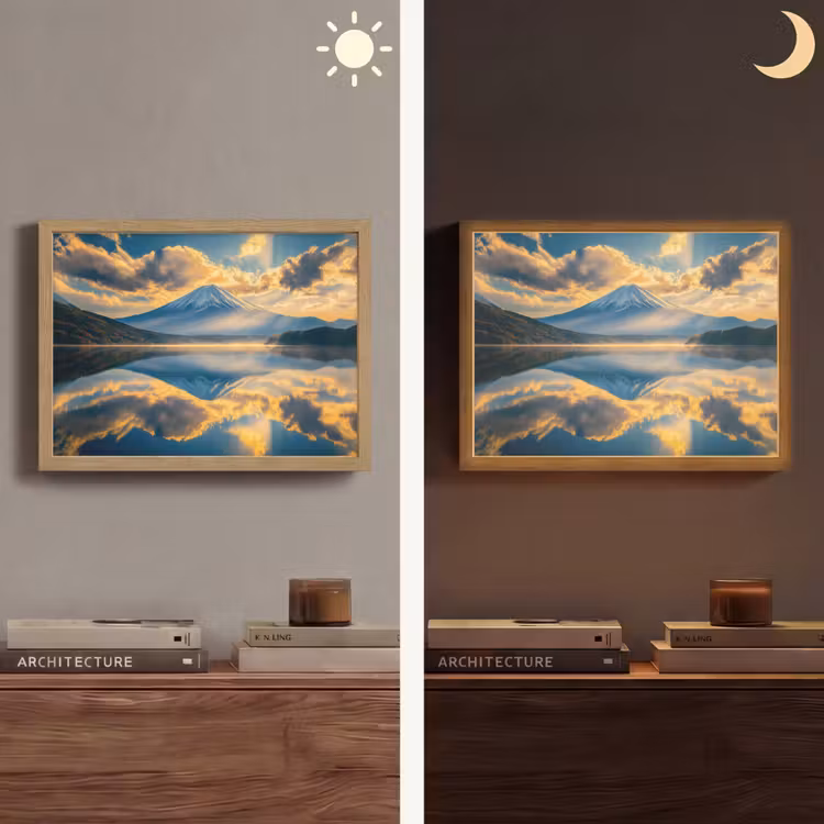Lightbox - Wandlamp - Berg - Rivier - Zonsondergang — 6