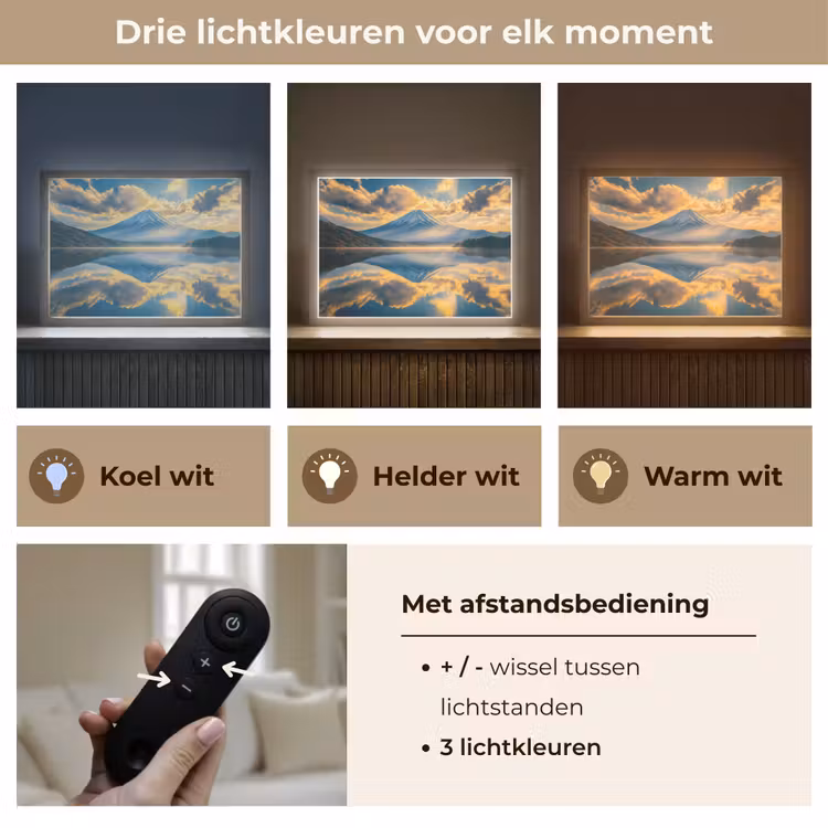 Lightbox - Wandlamp - Berg - Rivier - Zonsondergang — 8