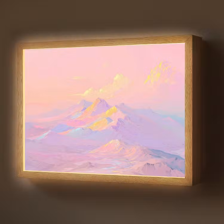 Lightbox - Wandlamp - Bergtoppen - Wolken - Dromerig — 1