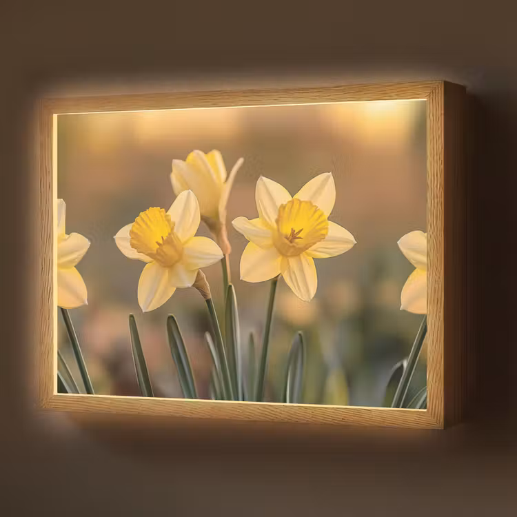 Lightbox - Wandlamp - Bloemen - Geel - Wazig — 1