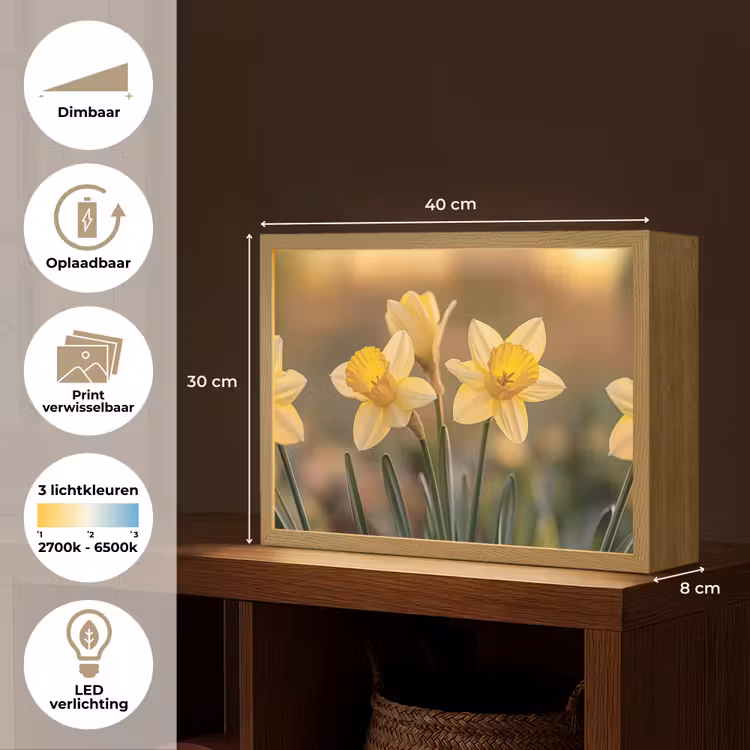 Lightbox - Wandlamp - Bloemen - Geel - Wazig — 10
