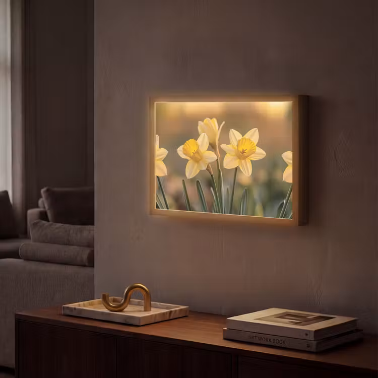 Lightbox - Wandlamp - Bloemen - Geel - Wazig — 2