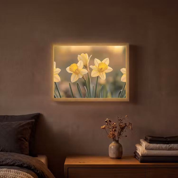 Lightbox - Wandlamp - Bloemen - Geel - Wazig — 3