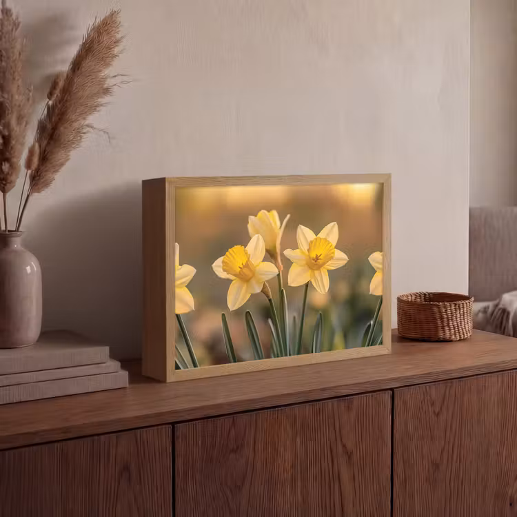 Lightbox - Wandlamp - Bloemen - Geel - Wazig — 4