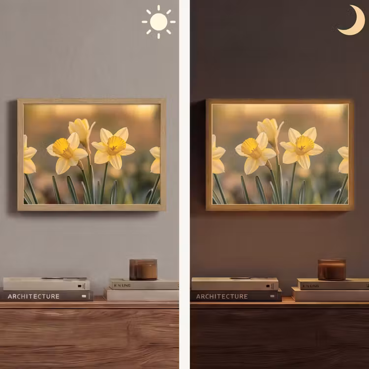 Lightbox - Wandlamp - Bloemen - Geel - Wazig — 6
