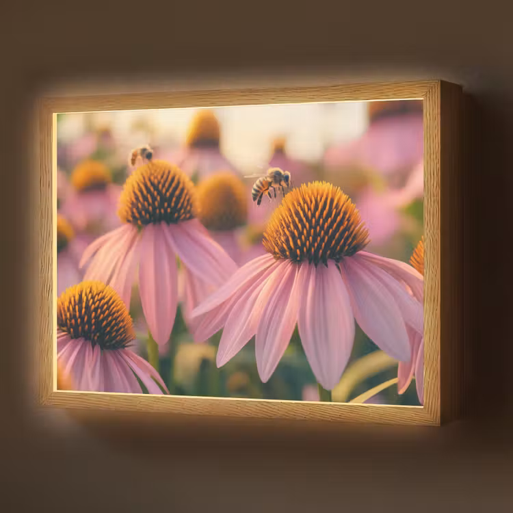 Lightbox - Wandlamp - Bloemen - Paars - Bijen — 1