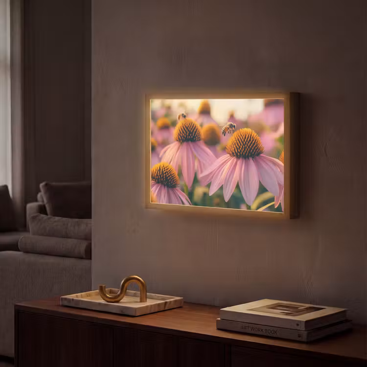 Lightbox - Wandlamp - Bloemen - Paars - Bijen — 2