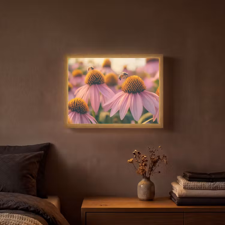 Lightbox - Wandlamp - Bloemen - Paars - Bijen — 3