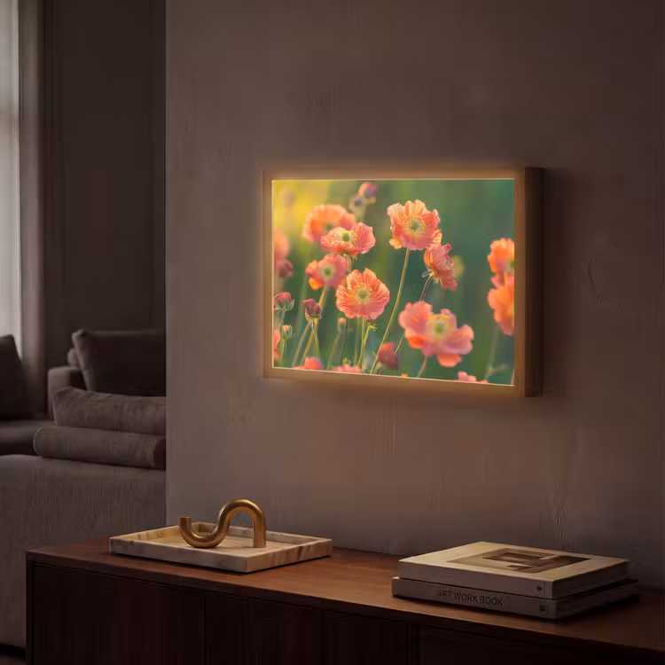 Lightbox - Wandlamp - Bloemenveld - Zonnestralen - Oranje — 2