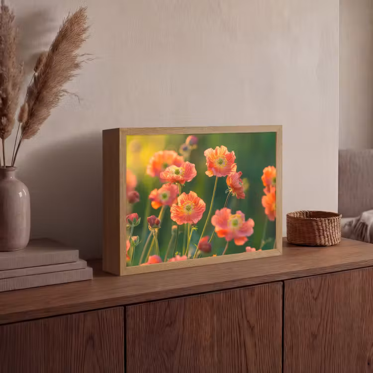 Lightbox - Wandlamp - Bloemenveld - Zonnestralen - Oranje — 4