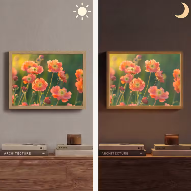 Lightbox - Wandlamp - Bloemenveld - Zonnestralen - Oranje — 6
