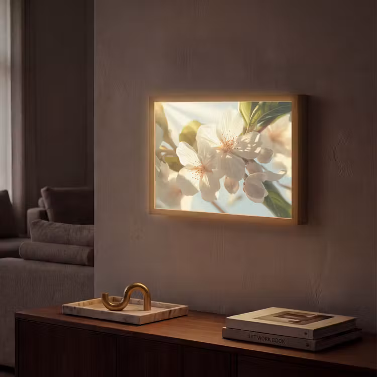 Lightbox - Wandlamp - Bloesems - Wit - Zonnestralen - Bloemblaadjes — 2