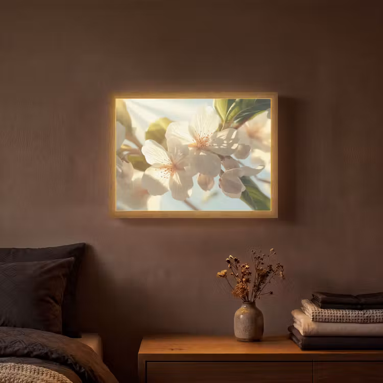 Lightbox - Wandlamp - Bloesems - Wit - Zonnestralen - Bloemblaadjes — 3