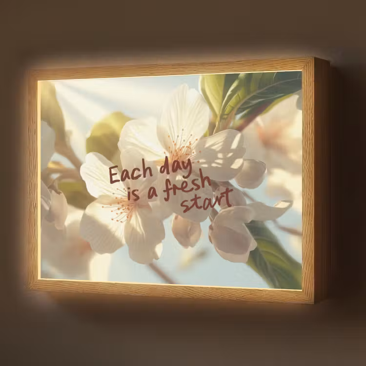 Lightbox - Wandlamp - Bloesems - Zonlicht - Quote - Wit — 1
