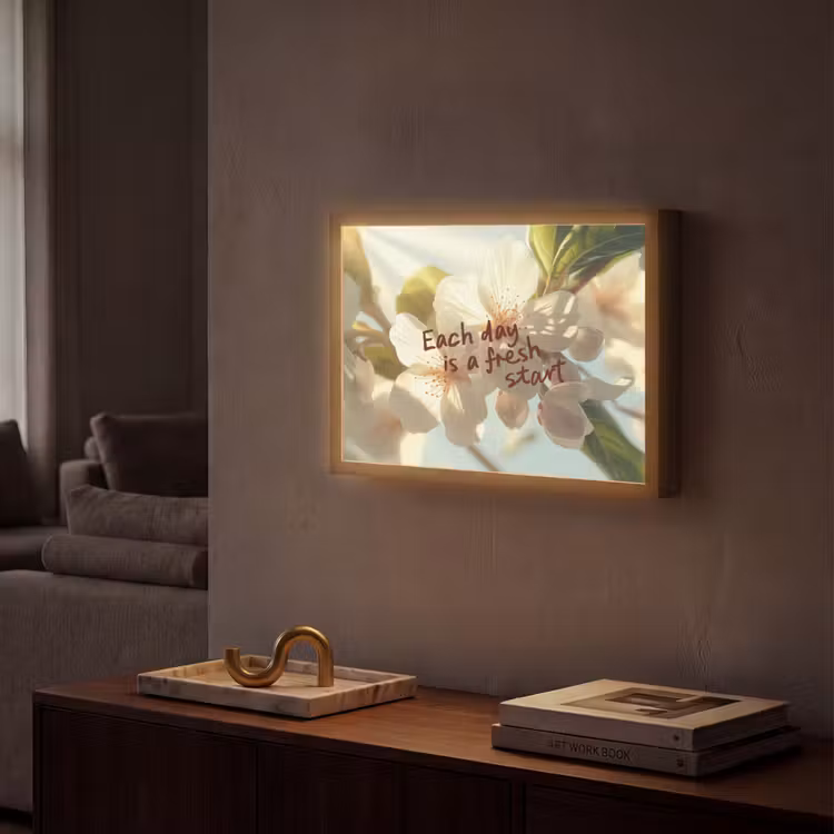 Lightbox - Wandlamp - Bloesems - Zonlicht - Quote - Wit — 2