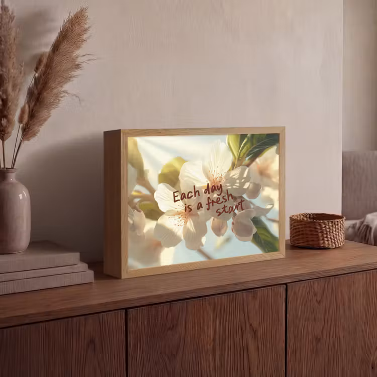Lightbox - Wandlamp - Bloesems - Zonlicht - Quote - Wit — 4