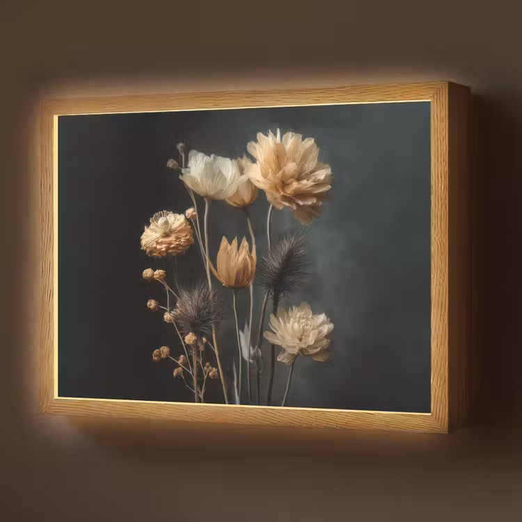Lightbox - Wandlamp - Boeket - Bloemen - Licht - Zwart — 1