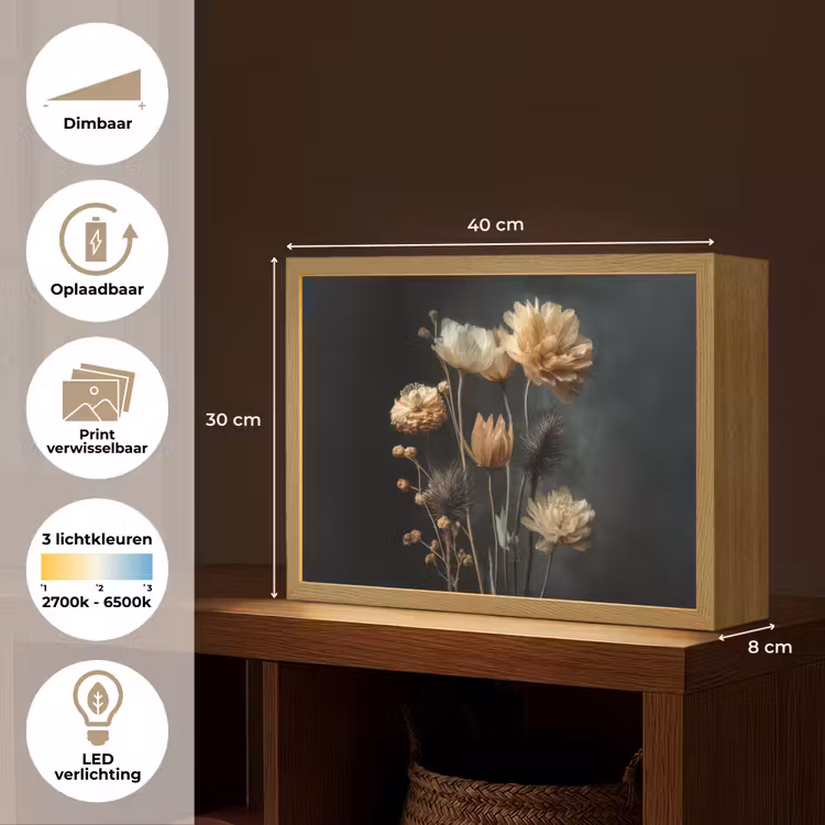 Lightbox - Wandlamp - Boeket - Bloemen - Licht - Zwart — 10