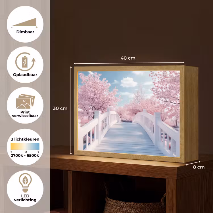 Lightbox - Wandlamp - Brug - Kersenbomen - Wit — 10