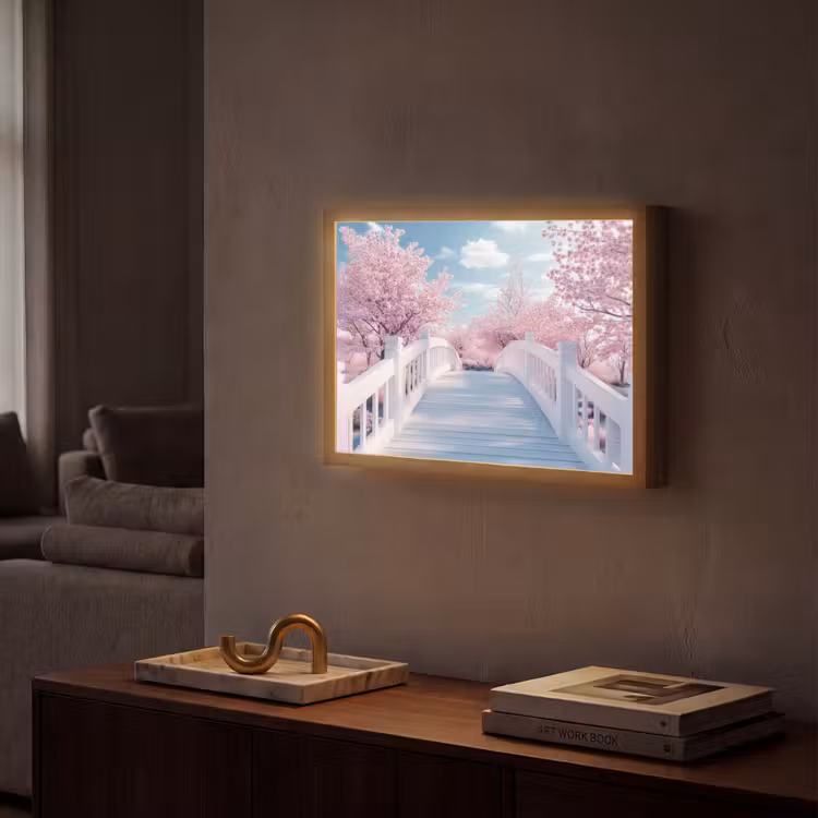 Lightbox - Wandlamp - Brug - Kersenbomen - Wit — 2