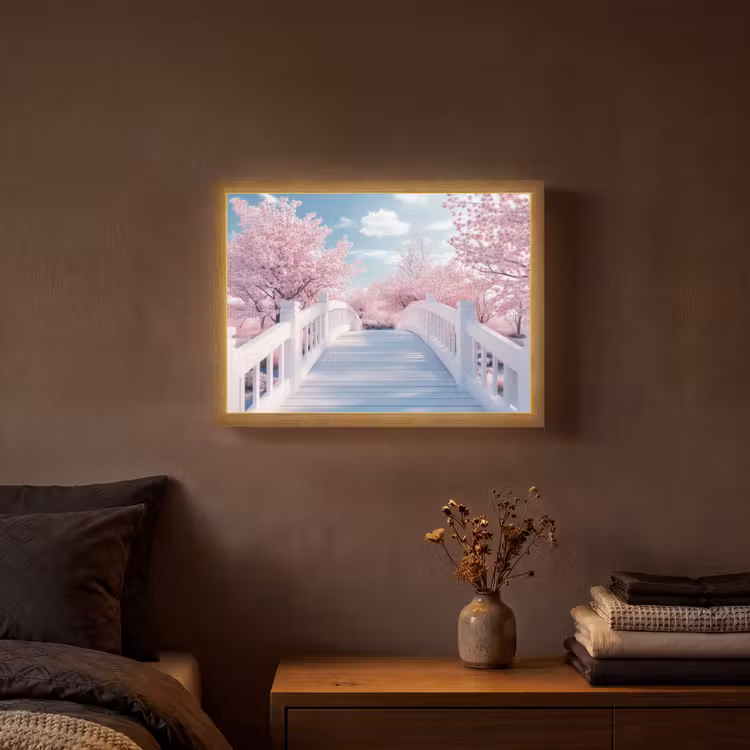 Lightbox - Wandlamp - Brug - Kersenbomen - Wit — 3