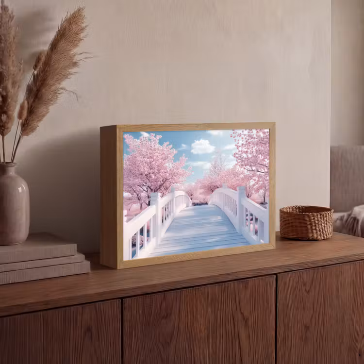 Lightbox - Wandlamp - Brug - Kersenbomen - Wit — 4