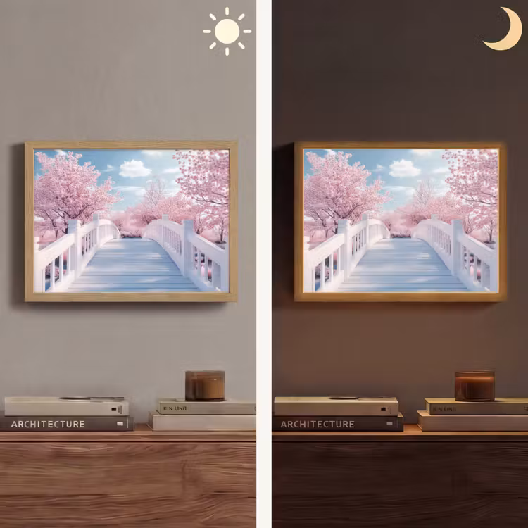 Lightbox - Wandlamp - Brug - Kersenbomen - Wit — 6