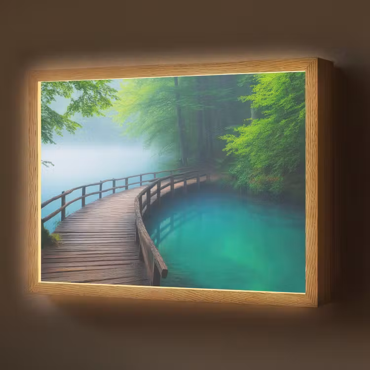 Lightbox - Wandlamp - Brug - Water - Rivier - Bos — 1