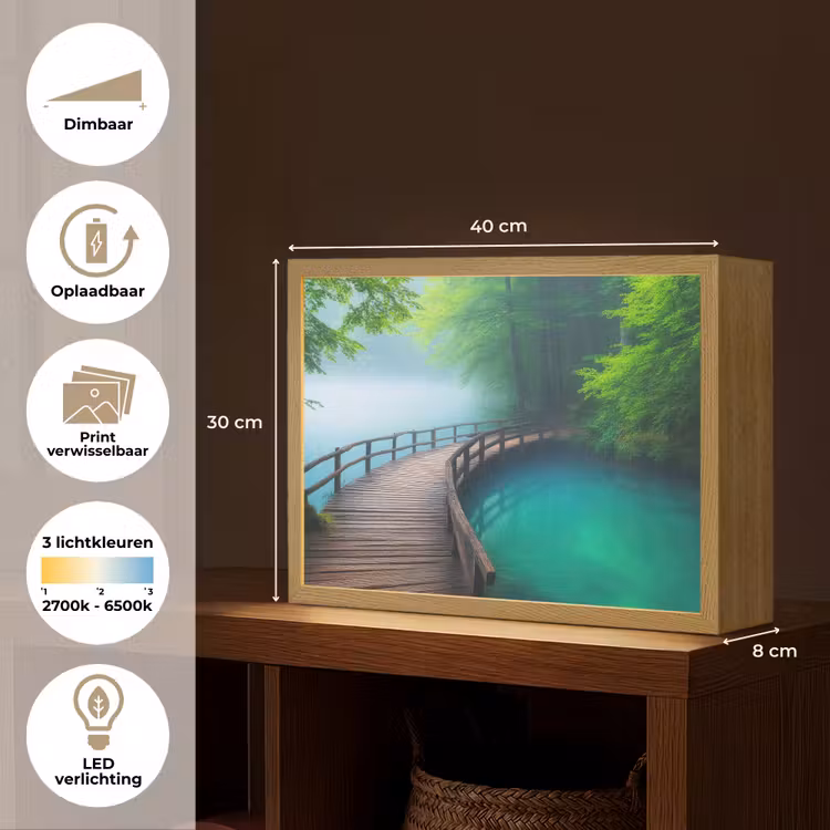 Lightbox - Wandlamp - Brug - Water - Rivier - Bos — 10