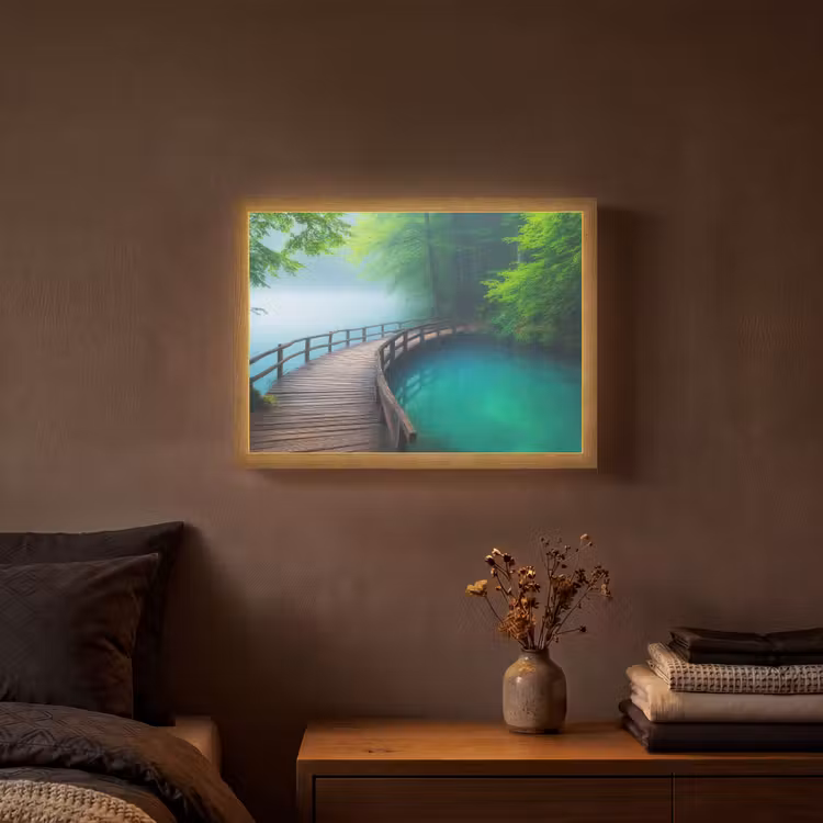 Lightbox - Wandlamp - Brug - Water - Rivier - Bos — 3