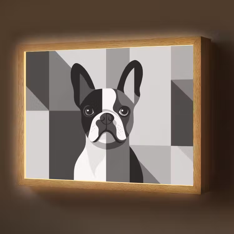 Lightbox - Wandlamp - Buldog - Zwart - Abstract - Vlakken — 1