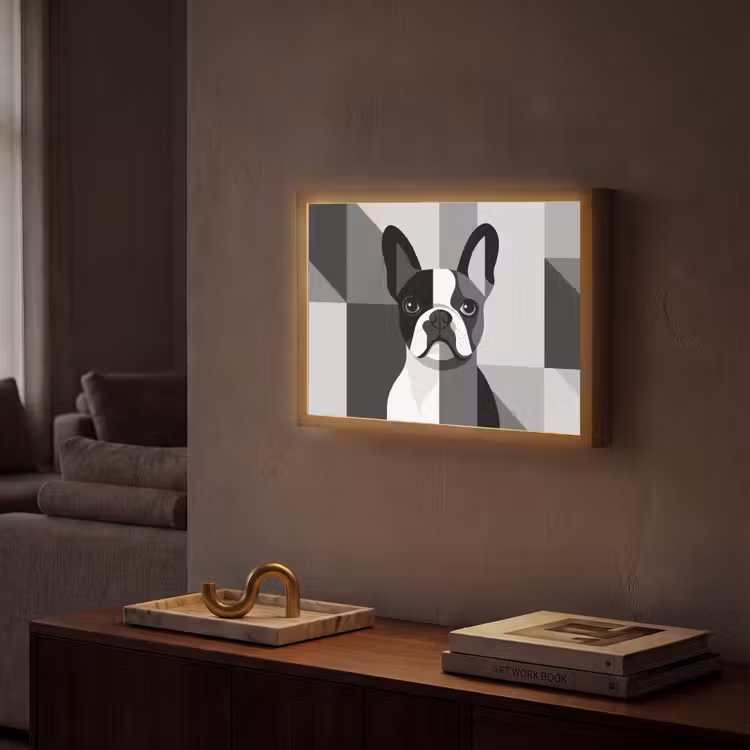 Lightbox - Wandlamp - Buldog - Zwart - Abstract - Vlakken — 2