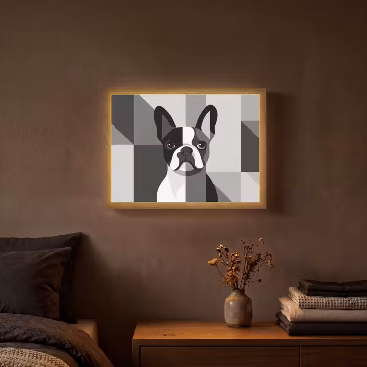 Lightbox - Wandlamp - Buldog - Zwart - Abstract - Vlakken — 3